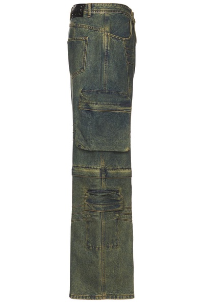 Cargo Coated Wide-Leg Jeans