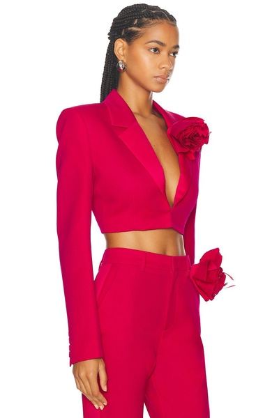 Flower Corsage Cropped Blazer