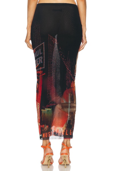 Pigalle Mesh Long Printed Skirt