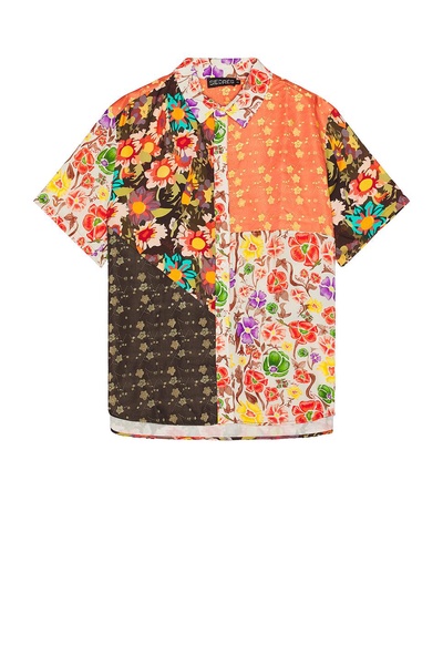 X Fwrd Printed Patchwork Short Sleeve Shirt