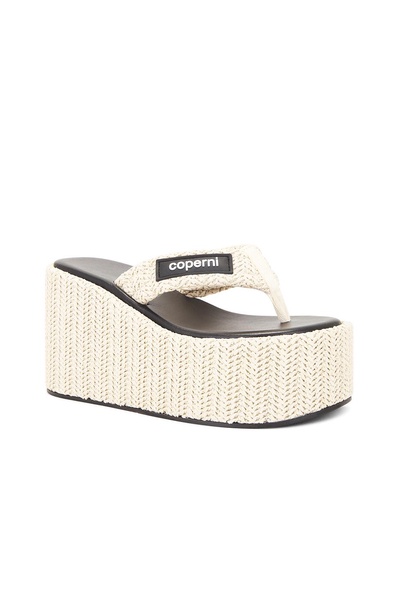 Branded Raffia Wedge Sandal