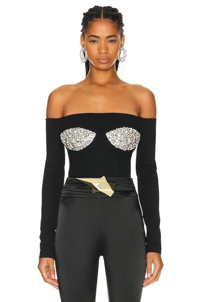 Off Shoulder Crystal Cup Bustier Top