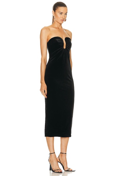 Velvet Strapless Midi Dress