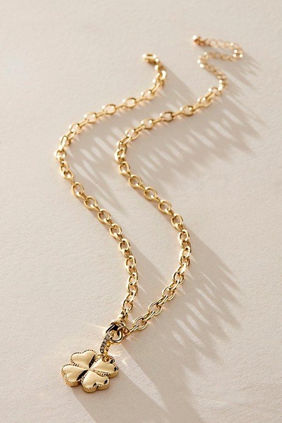 14k Gold Plated Clover Charm Necklace