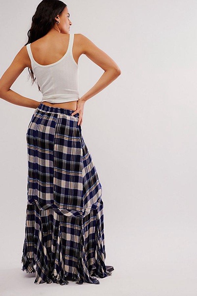 Bordeaux Plaid Maxi Skirt