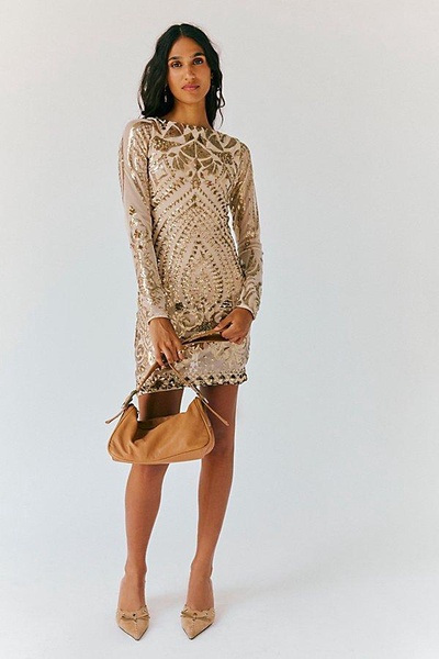 Nightcap Embellished Boat Neck Mini Dress