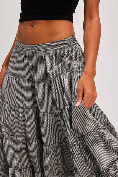 In Full Swing Gingham Midi Skirt