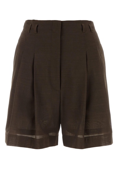 Chocolate wool blend shorts