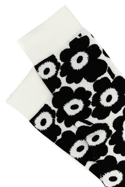 Embroidered stretch cotton blend socks