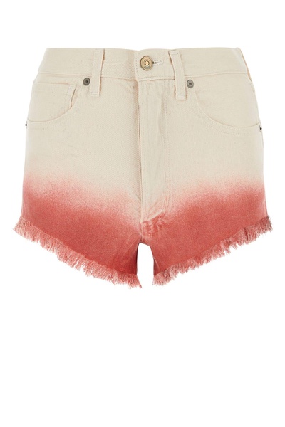 Two-tone denim shorts