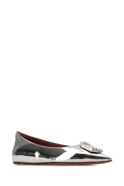 Silver leather Camelia ballerinas