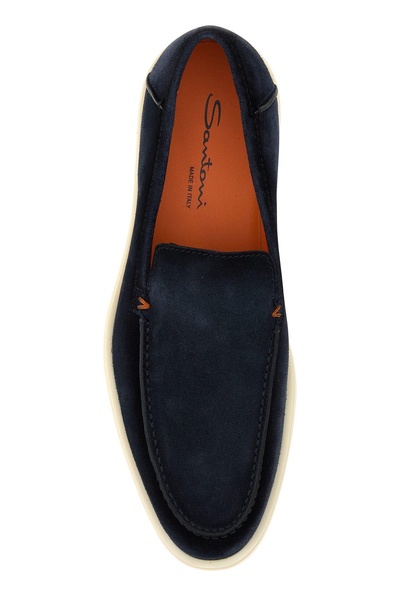 Navy blue suede loafers