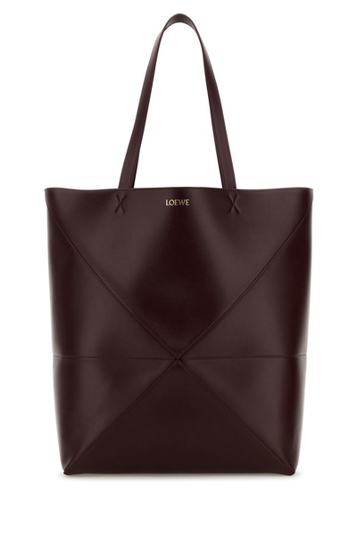 Loewe Man Plum Leather Large Puzzle Fold Shopping Bag