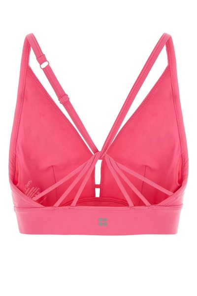 Fuchsia stretch nylon crop top