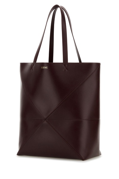 Loewe Man Plum Leather Large Puzzle Fold Shopping Bag