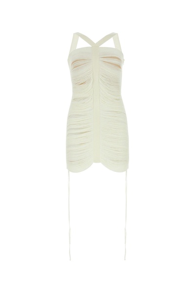 Ivory viscose blend mini dress