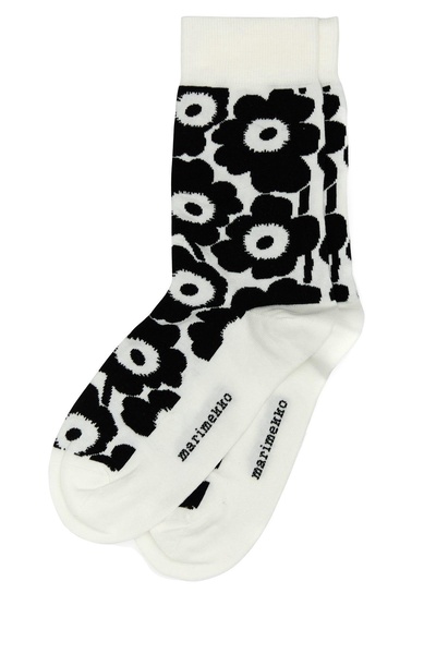 Embroidered stretch cotton blend socks