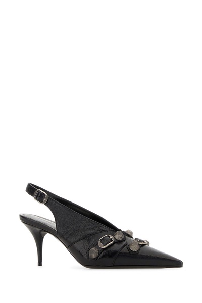 Balenciaga Woman Black Leather Cagole Pumps