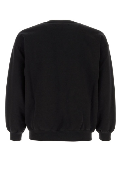 Black cotton blend oversize sweatshirt