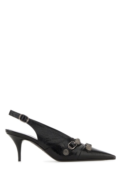 Balenciaga Woman Black Leather Cagole Pumps