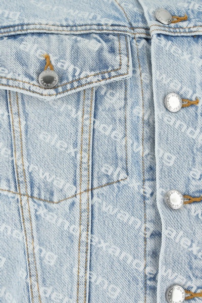 blue Falling Back logo print denim jacket