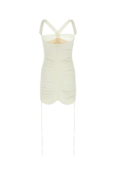 Ivory viscose blend mini dress