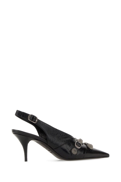 Balenciaga Woman Black Leather Cagole Pumps