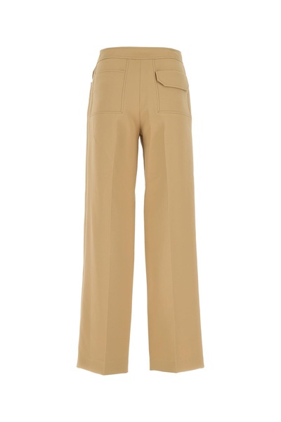 Camel polyester wide-leg pant