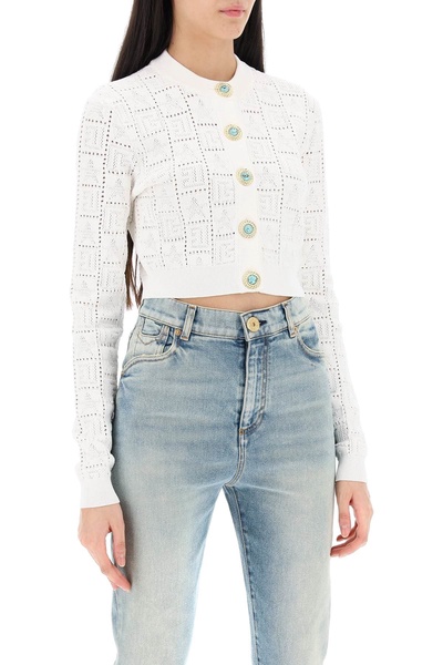 Cropped Cardigan With Jewel Buttons