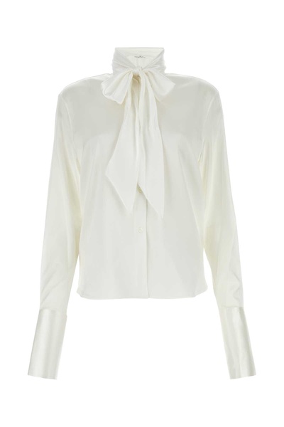 White Stretch Satin Shirt