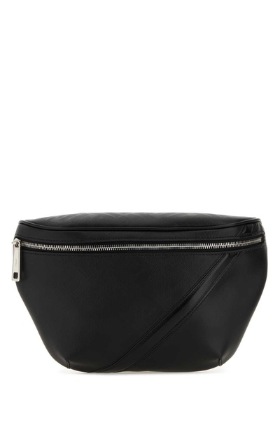 Fendi Man Black Leather And Fabric Belt Bag