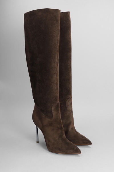 Blade High Heels Boots In Brown Suede