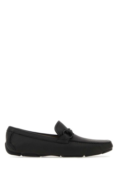 Salvatore Ferragamo Man Black Leather Front Loafers