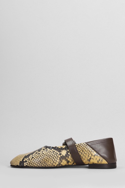 Ballerina Buckle Ballet Flats In Python Print Leather