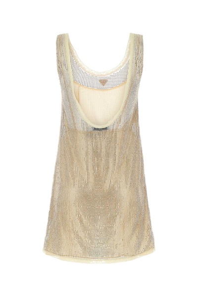 Prada Logo Plaque Embellished Sleeveless Dress