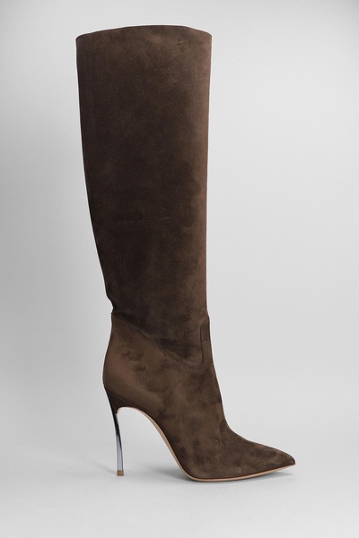 Blade High Heels Boots In Brown Suede