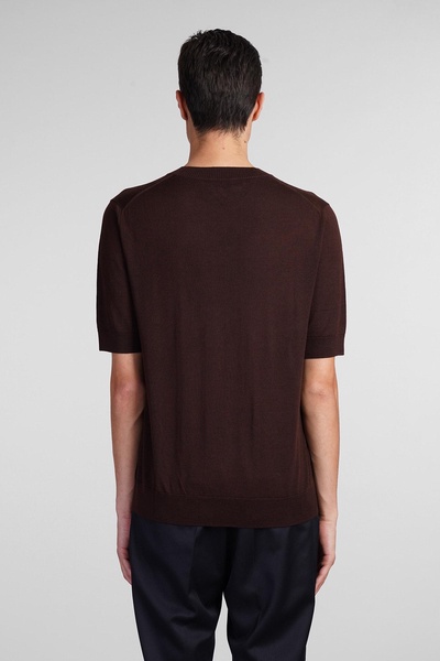 T-shirt In Brown Wool