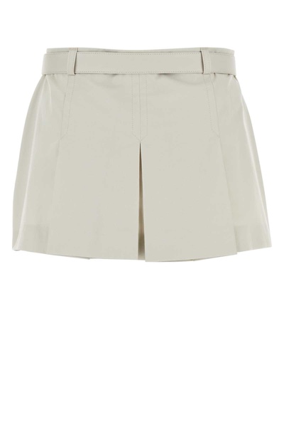 Miu Miu Low-Rise Logo-Buckle Pleated Mini Skirt