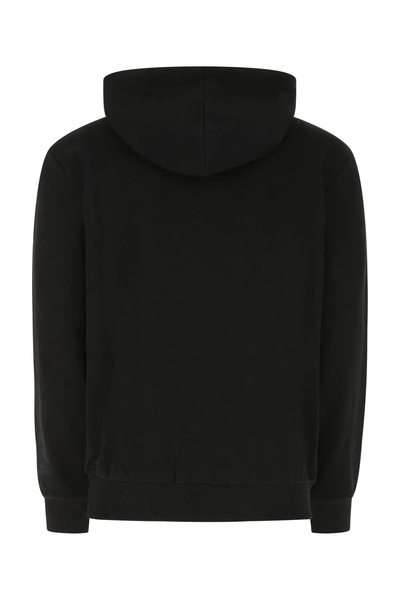 Black Hoodie with Contrasting Logo Print in Cotton Man