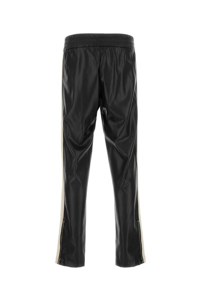 Palm Angels Man Black Synthetic Leather Pant