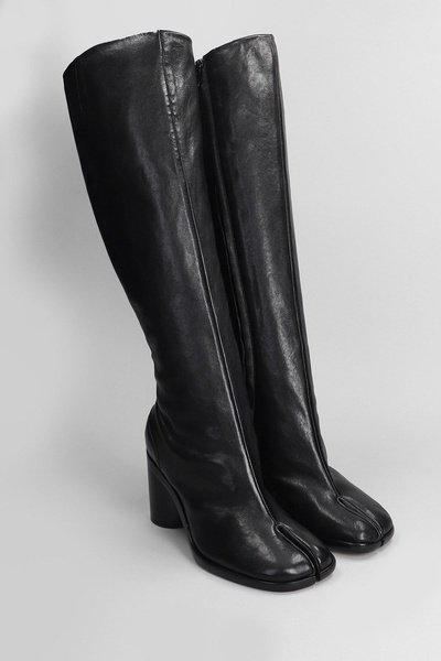 Tabi High Heels Boots In Black Leather