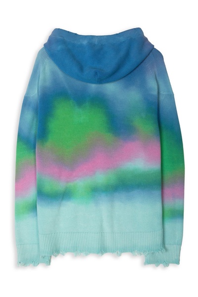 Cappuccio Multicolor Print Multicolor Tie-dye Cotton Hooded Sweater Laneus