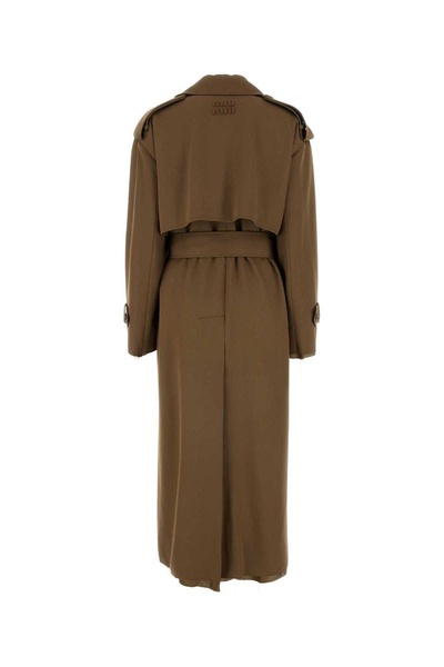 Belted Raw-cut Maxi Trench Coat