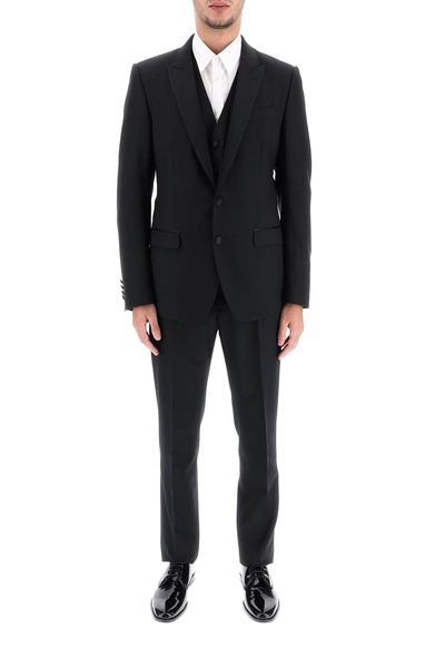 Three-piece wool and silk-blend tuxedo