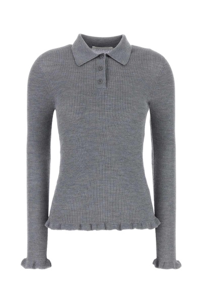 Grey Wool Oda Polo Shirt