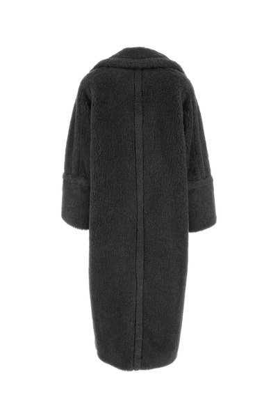 Max Mara Woman Dark Grey Teddy Fabric Kadiak Coat