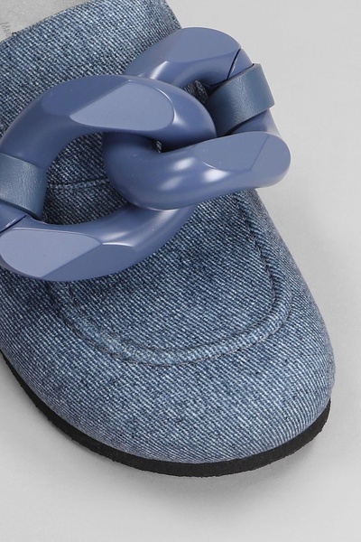 Chain Loafer Slipper-mule In Blue Denim