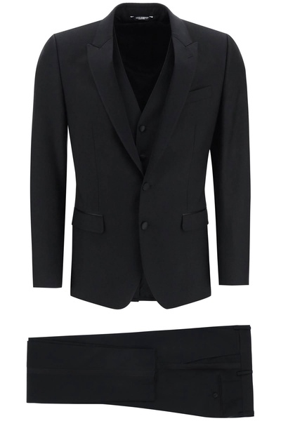 Three-piece wool and silk-blend tuxedo