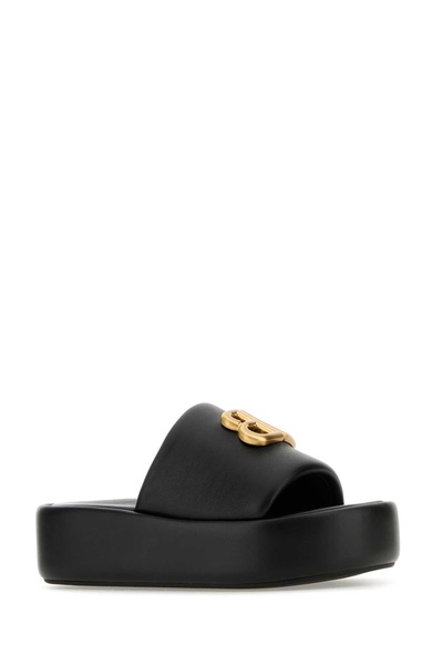 Balenciaga Woman Black Nappa Leather Rise Slippers