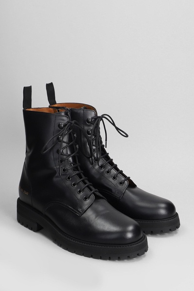 Combat Boots In Black Leather